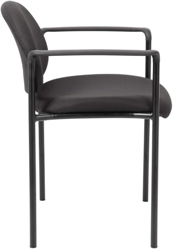 BOSS Office Products Dimond Fabric Stacking Chair with Arms in Black (B9501-BK)