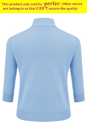 Astoseu Women's 3/4 Sleeve Cropped Cardigan Sweater Bolero Open Front Short Shrugs For Dresses Light Blue M #TOP1