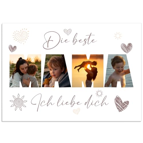 PICTALIA - Personalisierbares Metallposter - Personalisierbares Muttertagsgeschenk - Alles Gute zum Muttertag Ich liebe dich - Geschenk für Mama, Geschenkidee zum Muttertag, Frau, A4, A3 A2, Aluminium