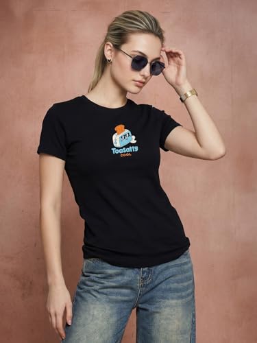 Image of JUNEBERRY Women's Regular Fit Pure Cotton Printed T-Shirt | Soft Fabric, Breathable Comfort | Round Neck, Half Sleeves, Round Neck (Size: S to 2XL)