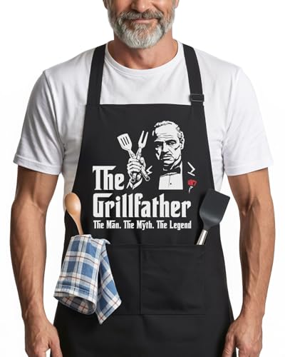 365RUSTIC Grillfather Funny Aprons for Men, Movie Themed BBQ Apron - Birthday, Father’s Day Grilling Gifts for Men, Dad, Husband