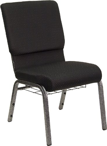 Flash Furniture HERCULES Series 18.5''W Church Chair in Black Patterned Fabric with Cup