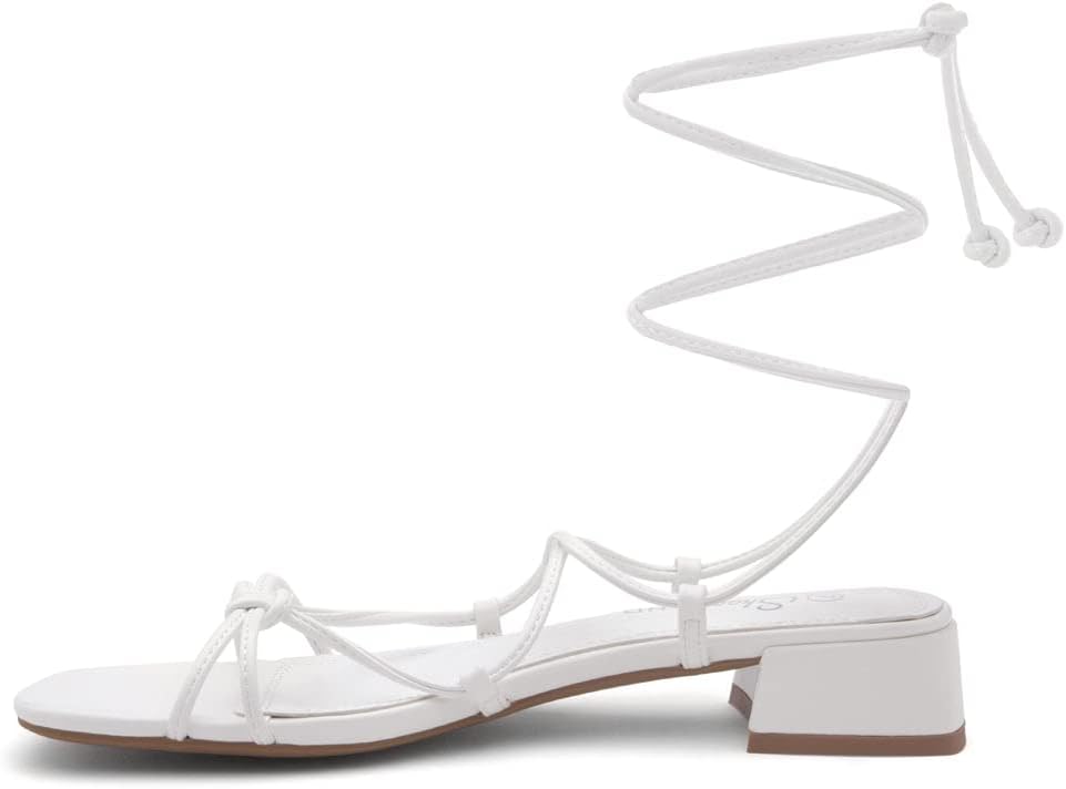 Shoe Land SL-Danica Women's Lace-Up Chunky Low Heels, Strappy Ankle Wrap Heeled Sandals, Square Open Toe Tie-Up Dress Sandals for Holiday, Party, and Wedding - Image 3