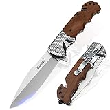 Carimee Pocket Knife for Men, 3-in-1 Tactical Knife With Glass Breaker and Seatbelt Cutter, Spring...