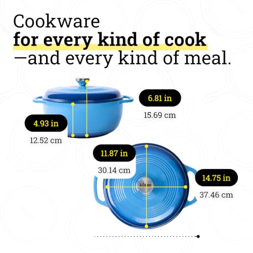 Lodge Essential Enamel Cast Iron Dutch Oven, 7.5 Quart, Caribbean Blue - image 5