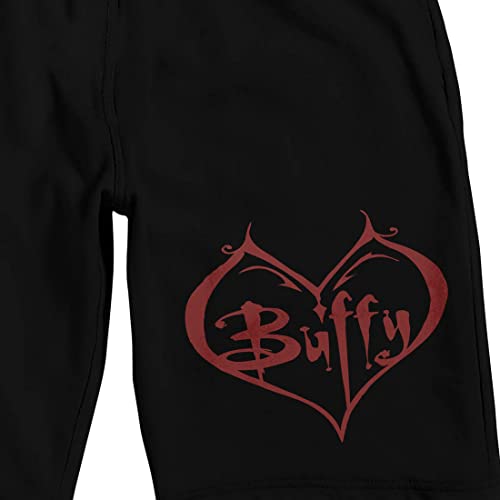 Buffy The Vampire Slayer Buffy Heart Men's Black Sleep Pajama Shorts2