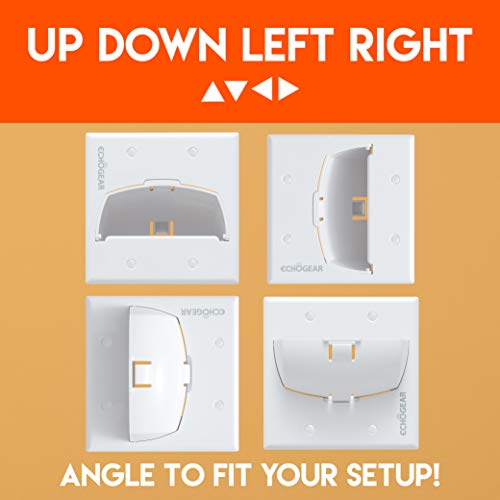 Echogear White In Wall Cable Hider For Wall Mount Tv - Dual Gang Pass Through Pair With Drywall Brackets Included - Manage 16 Low Voltage Cords Behind The Wall - Quick Install With Wall Template #TOP2