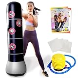 【フィットネストレーナー推薦・説明書付】 （TAUTONA） サンドバッグ パンチングマシーン 自宅用 エクササイズ ストレス解消 補修シール付き 全年齢対象 (160センチ) 子供 大人 インフレータブルパンチングバッグ