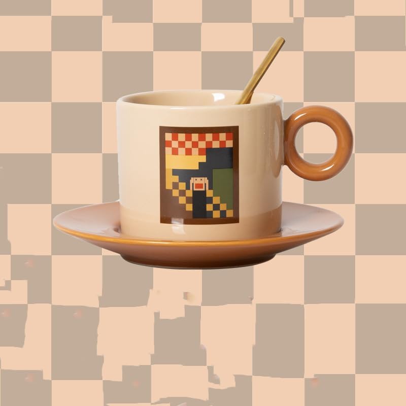 Vintage Ceramic Coffee Cup Saucer Set for Home Use-style1