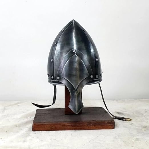 Medieval Norman Viking Helmet, 18 Gauge Steel, Wearable LARP Cosplay Armor, Metallic