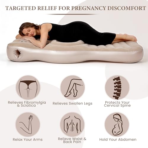 Inflatable Pregnancy Pillow with Belly & Head Hole, Prone Pregnancy Pillow for Stomach Sleepers, Pregnancy Mattress for Back & Hip Pain Relief, Portable for Massage - Gray by BeiliuDevise - Image 3