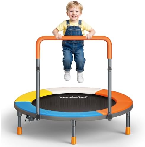 3FT Foldable Mini Trampoline with Height-Adjustable Handle for Kids