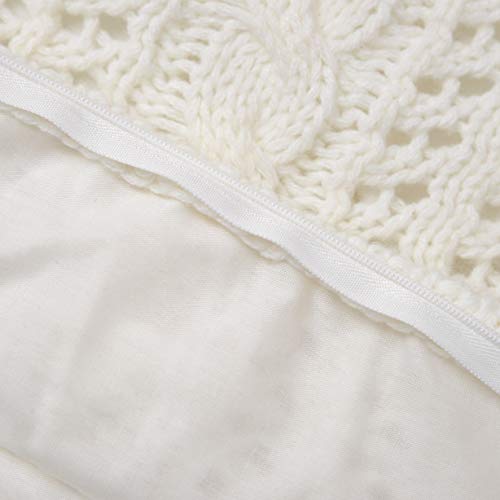 Cable Knit Lumbar Throw Pillow Cover Decorative Rectangular Cushion Case For Couch, Chair, Bed And Home Accent Decor, 16 X 24 Inch / 40 X 60 Cm, Cream #TOP3