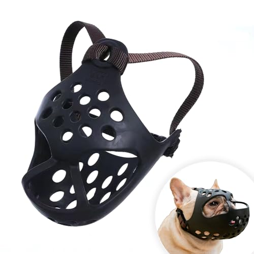 Short Snout Dog Muzzle- Adjustable Soft Silicone Flat Faced