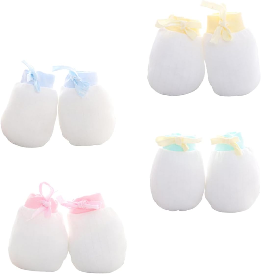 4 Pairs Mittens No Scratch Winter Warm Cloth Gloves for Infants