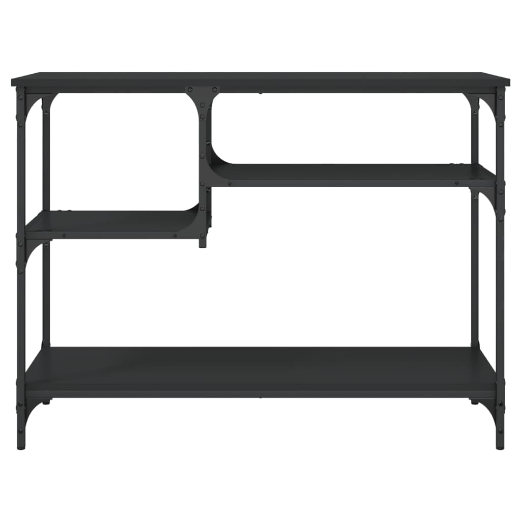 Mesa consola con estantes negro 100x35x75 cm