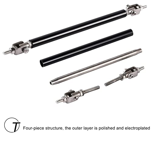 Tiousmoky Splitter Strut Rods Adjustable 8"-11" Front Splitter Support Rods For Bumper Lip Splitter 2Pc [Black] #TOP3