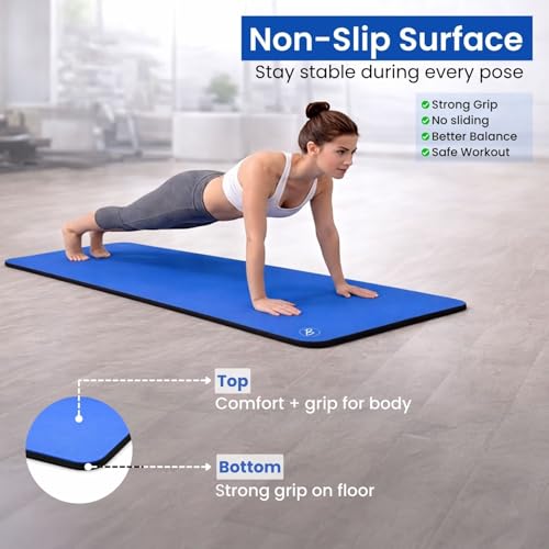Image of Btag Premium TPE Yoga Mat for Women & Men | Anti-Slip Exercise & Gym Mat for Home Workouts | Lightweight & Durable | 6 mm (Blue)