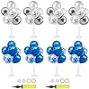 8-Set Balloon Table Centerpieces - 4 Blue & 4 Silver Balloon Decor For Parties & Events