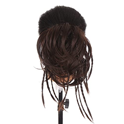 Miniatura 3 de Extensiones de moño despeinado y desordenado, de goma, sintético, onduladas, con moño, recogido instantáneo, para mujeres (marrón claro)