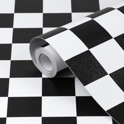 Amiya Checkered Wallpaper Peel and Stick Black White Mosaic Checkerboard Contact Paper A Set of17.3”X300”Modern Self Adhesive Vinyl Removable Wall Paper for Shelf Liner,Classroom,Cabinets,Living Room by Amiya - Used condition - US$28.49