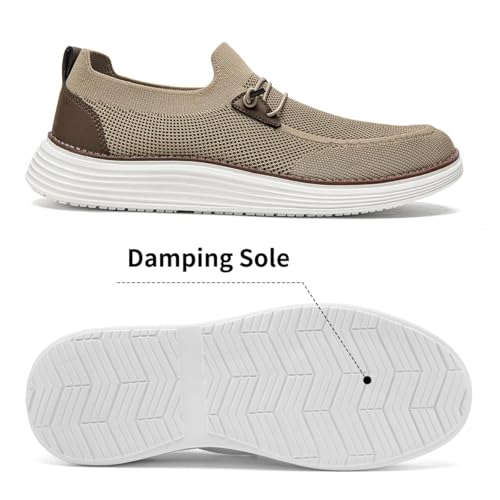 Mens Slip on Loafers Boat Shoes Non Slip Walking Shoes Running Shoes Fashion Sneakers for Men Comfort Lightweight Breathable Casual Office Shoes Brown 123