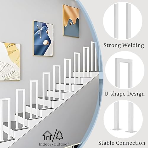 Garde-corps d'escalier en forme de U avec kit installation complet pour marches en métal - 5