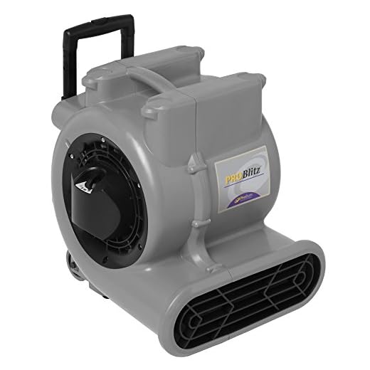 ProTeam 107133 ProBlitz XP Air Mover Fan, Utility Fan, Carpet Dryer, Floor Dryer with Collapsible Handle and Wheels , Gray