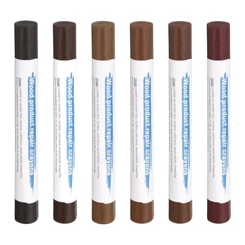 QUARKZMAN Bois Remplissage Bâtonnets 6 Couleurs Bois Cire Toucher Haut Meubles Réparation Crayons pour Bois Brun, Palissandre, Bois, Teck, Brun Noyer