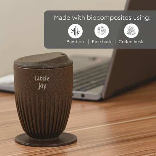 Image of Eha Earth Friendly Customised Coffee Mugs and Coasters Set of 2 with Loopac, 350 ml | Made with Rice Husk Biocomposite | Personalized Gifts for Friends and Family | Coffee
