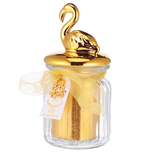 CIMAXIC Caja De Dulces De Boda De Mano Frasco De Cerámica Forma De Animal Botella De Almacenamiento Dorada Para Dulces Refrigerios y Regalos Para Bombonera De Boda