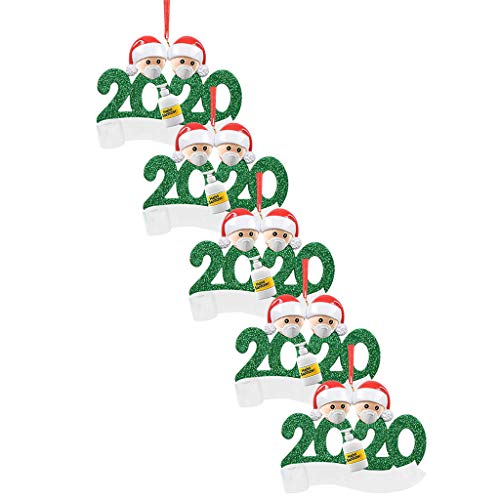 qiaoxiahe Weihnachtsferiendekoration Personalisierte Heimdekorationen Familie 2020 Besonderes Jahr Kleiner Mann mit Maske Anhänger für Christbaumschmuck an den Wänden an den Türverkleidungen der Cover
