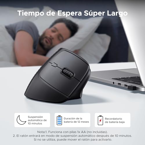 Ratón inalámbrico UGREEN vertical ergonómico con 6 botones y 4000 dpi para PC 5