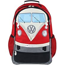 BRISA VW Collection - Volkswagen Hiking Laptop University Backpack in T1 Bus Campervan Design 30 L/7.9 gal/Large/Red