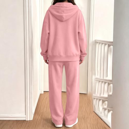 SdGgsgv Sweat Sets Women Zip Hoodie Wide Leg Sweat Pants Gym Tracksuit - image 7