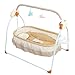 TFCFL Electric Baby Crib Cradle, 0-18 MonthsInfant Bed Auto Swing with Music, 25KG/55LBS Capacity, Foldable Baby Bassinet, Khaki