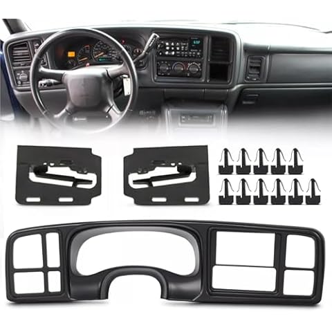 KARPAL Double Din Dash Bezel Cover Kit Compatible With 1999-2002 GMC Sierra Full-Size Trucks/SUV's Chevy Silverado Car Stereo Radio 15731974 15772850 Cover