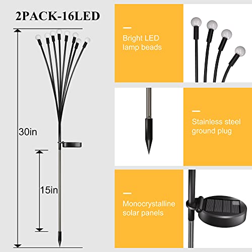 Flechllary Solar Garden Lights, 2-Pack 16 Led New Upgraded Solar Swaying Lights, Sway By Wind, Firefly Lights Solar Outdoor Waterproof, Solar Outdoor Lights For Yard Patio Pathway Decorative #TOP4