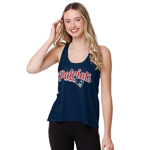 FOCO New England Patriots NFL Womens Wordmark Team Stripe Sleeveless Top - Small