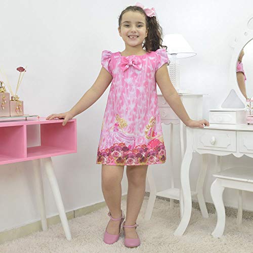 Vestido infantil da Barbie princesa na cor rosa