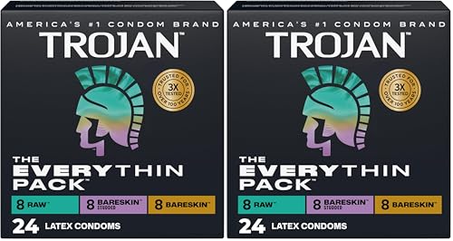 Image of Trojan BareSkin Condoms, Everythin Variety Pack, Lubricated Latex BareSkin Thin Condom, 24 Count (Pack of 2)