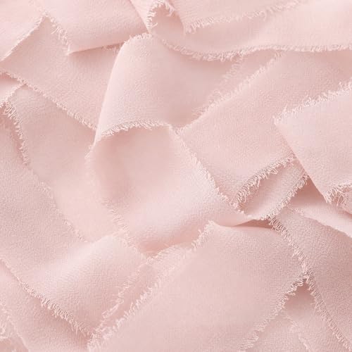 DORIS HOME Pink Chiffon Ribbon for Flower Bouquet, 1" x21Yd Fabric Ribbon for Gift Wrapping, Handmade Frayed Ribbon for Wedding Invitations/Christmas Decorations by DORIS HOME - Image 8
