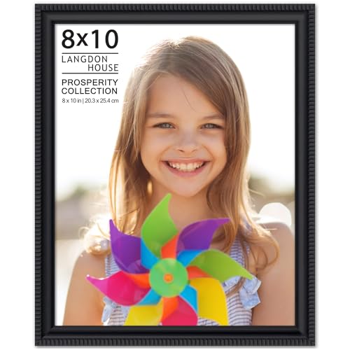 Langdon House 8x10 Black Picture Frame, Contemporary Frame, Wall Mount or Table Top, Prosperity Collection