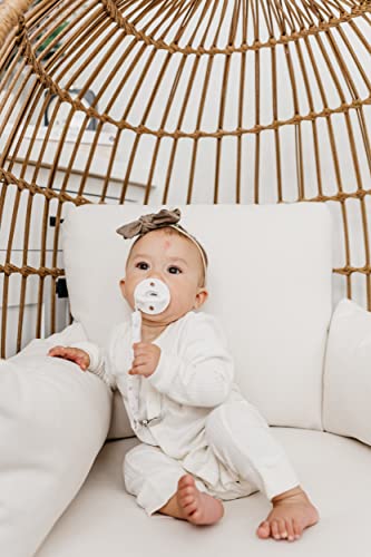 Image of Copper Pearl Pacifier Clip 3-Pack: Premium Knit Binky Holders for Baby Girls and Boys - Stylish Stainless Steel Pacifier Accessory - Prevents Floor Drops - Bliss