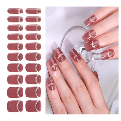 Semi Cured Gel Nail Strips 20 PCS - Salon-Quality, Long Lasting, Easy to Use DIY Gel Nail Wraps