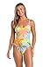 Hobie Women's Standard Side Shirred One Piece Swimsuit, Multi//Palms Up