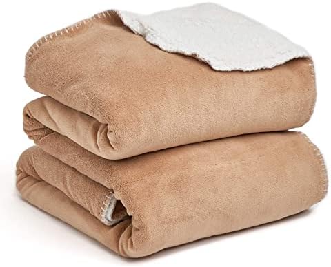 Brentfords Large Sherpa Blanket Plush Flannel Fleece Throw Over Fuzzy Soft Microfiber, Reversible Silver Grey White - 150 x 180 cm