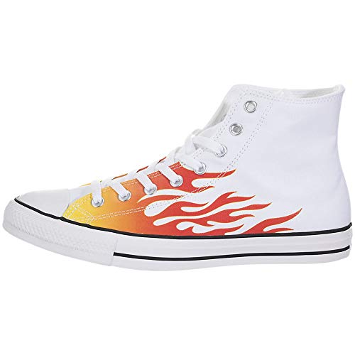 Converse Chuck Taylor All Star High Flames, White/Enamel Red-fresh Yellow, 9.5 Women/7.5 Men