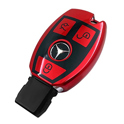 Creativity Suitable for Mercedes Benz key cover. Beautiful TPU Key Case Compatible with CLS CLK AMG ML C CL E S SL SLK G GLC GLE GLS M R Smart Remote Key (Red Key Cover)