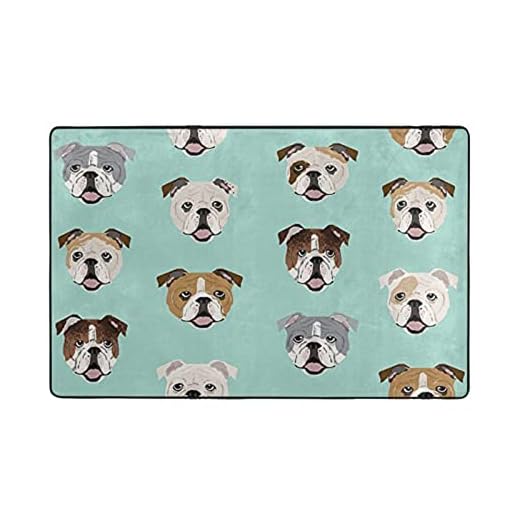 Engelska bulldoggansikten mjuk beröring kort lugg matta halkskydd matta vardagsrum stora mattor modern golv sovrum dekor fäller ej 150 cm x 100 cm
